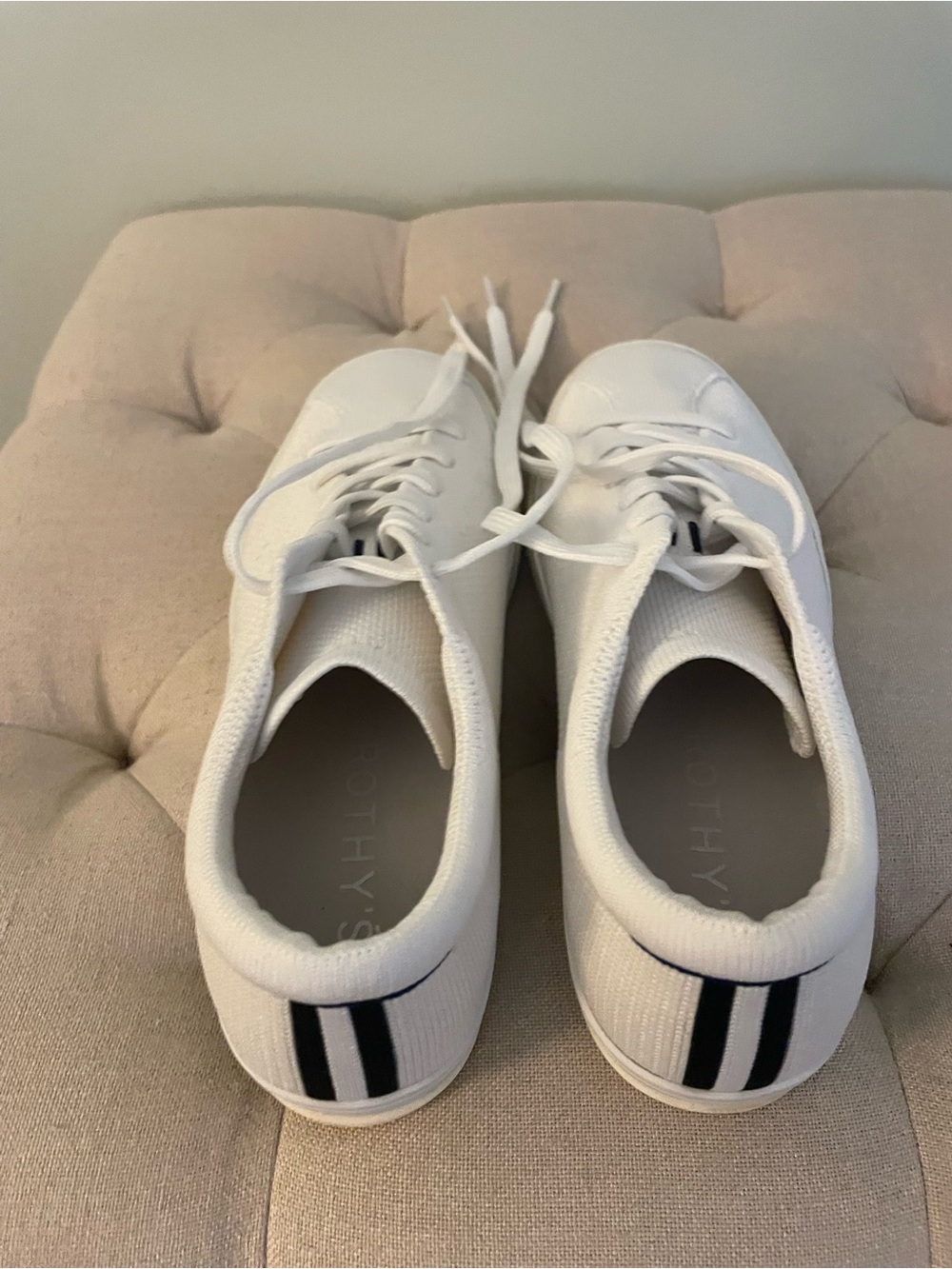 Rothy's White Low-Top Knit Lace-Up Sneakers - Picture 4 of 8